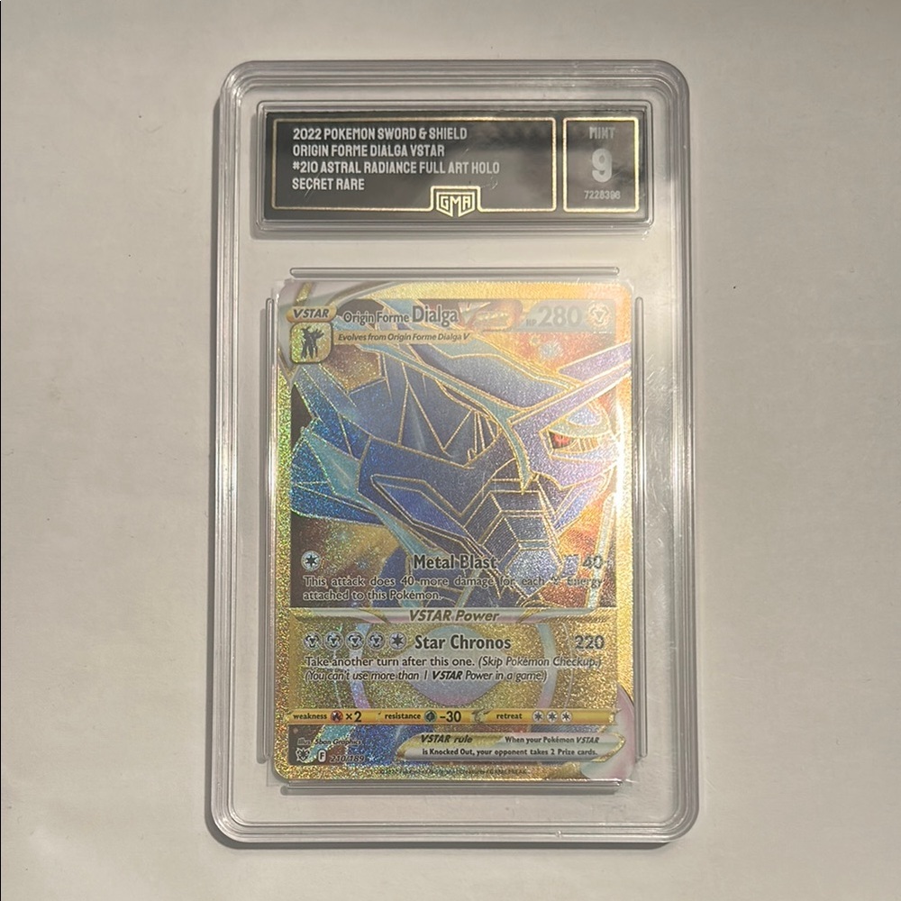 Graded Pokemon Dialga VSTAR Holographic Card with Gold and Silver